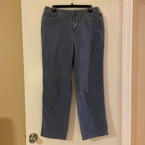 Women's stretchy dark gray corduroy pants, size 12